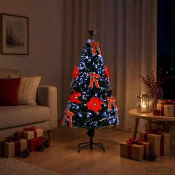 vidaXL Glasvezelkerstboom 150 cm 24 LEDs Meerkleurig PVC, Verzenden, Nieuw