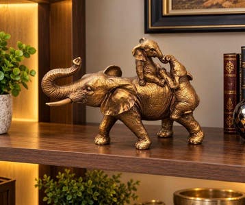 sculptuur, Bronze Elephant Figurine - 20 cm - Brons