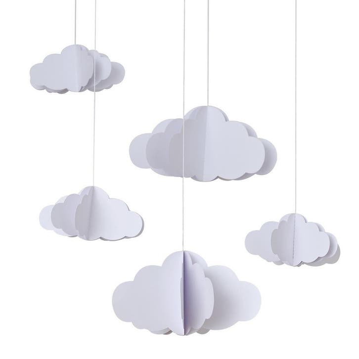 Hangdecoratie Wolken 3D 15cm 5st, Hobby en Vrije tijd, Feestartikelen, Nieuw, Verzenden