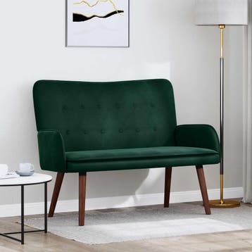 vidaXL 2-Zits Sofa Donkergroen 115 x 61 x 87 cm fluweel, Verzenden, Nieuw