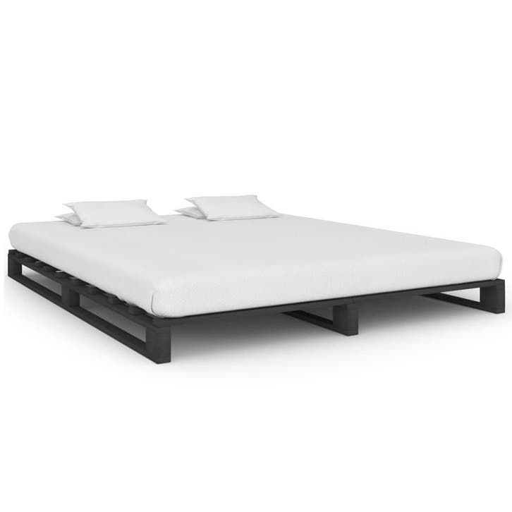 vidaXL Bedframe pallet massief grenenhout grijs 160x200 cm, Huis en Inrichting, Slaapkamer | Bedden, Nieuw, Verzenden