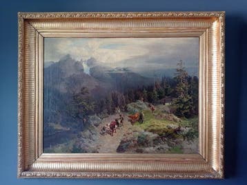 Amelia von Schwerin (1819-1897) - Pejza górski z bydem