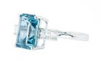 Bague - 14 carats Or blanc, Bleu (Birmanie, sans chaleur) -, Nieuw