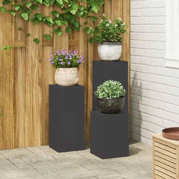 vidaXL Plantenstand 3 pcs Zwart Staal, Verzenden