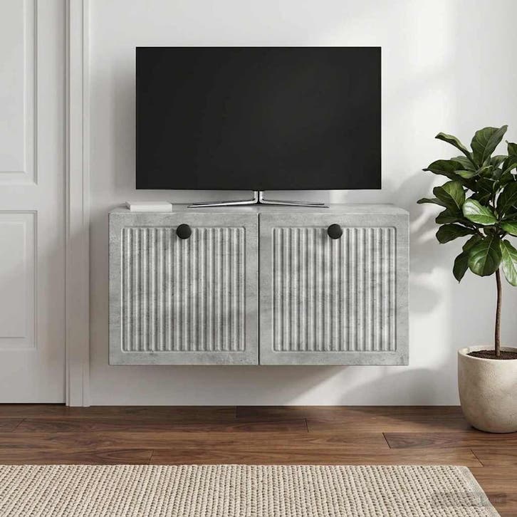 vidaXL Wandmontage TV-kast Betongrijs 59,5 x 31 x 30 cm, Maison & Meubles, Armoires | Mobilier de télévision, Envoi