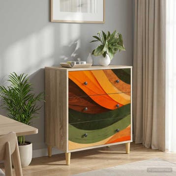 vidaXL Ladekast BONN Retro golfprint 66 x 36,5 x 75 cm, Huis en Inrichting, Verzenden, Nieuw