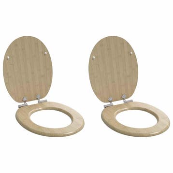 vidaXL Toiletbril 2 pcs Lichte Bamboe Kleur 44 x 38 cm, Verzenden