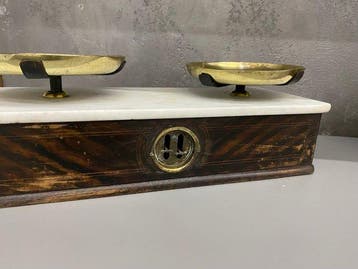 Balance - Bois, Laiton, Marbre - Ancienne balance, Antiquités & Art