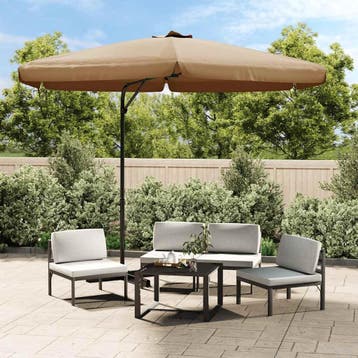 vidaXL Parasol met stalen paal 300 cm taupe, Verzenden, Nieuw