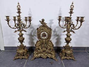 Klok en garnituur set - Messing - 1950-1960