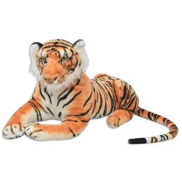 vidaXL Speelgoedtijger pluche bruin XXL, Kinderen en Baby's, Speelgoed | Knuffels en Pluche, Verzenden, Nieuw