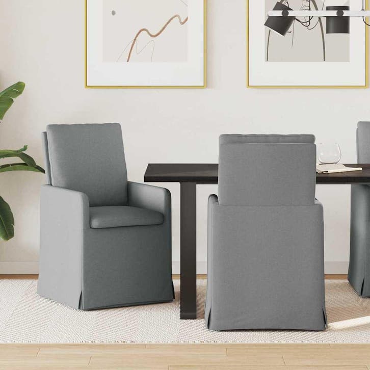 vidaXL Eetstoelen 2 pcs Lichtgrijs 57 x 67 x 98 cm Stof, Maison & Meubles, Chaises, Envoi