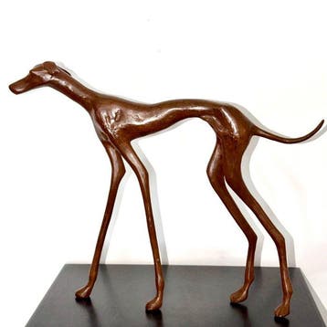 Abdoulaye Derme - sculptuur, Chien Lévrier élancé - 26 cm -, Antiquités & Art