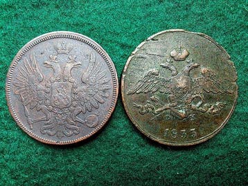 Rusland. 5 Kopeks 2x 1833 & 1858 (Zonder minimumprijs)