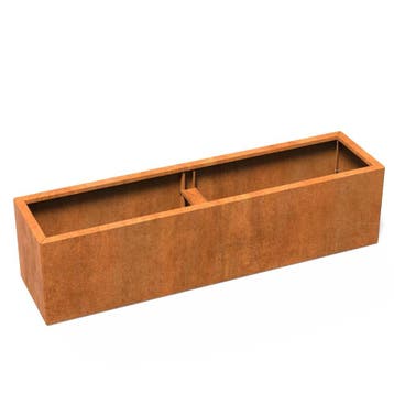 Cortenstaal plantenbak ‘Connect’ 200x50x50cm - Met bodem, 100 cm of meer, Nieuw, Metaal, Rechthoekig
