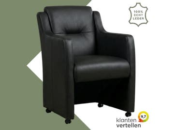 Leren eetkamerstoel Mass - Granada Black (zwart) - Zonder, Eigentijds, Modern, Zwart, Nieuw, Leer