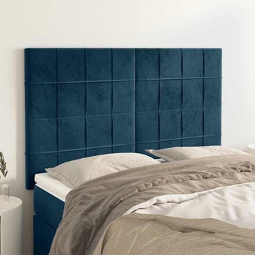 vidaXL Hoofdbord donkerblauw 144x5x118/128 cm fluweel, Verzenden, Nieuw