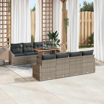 vidaXL Tuinbank Set 9 st Grijs en Bruin, Verzenden, Nieuw