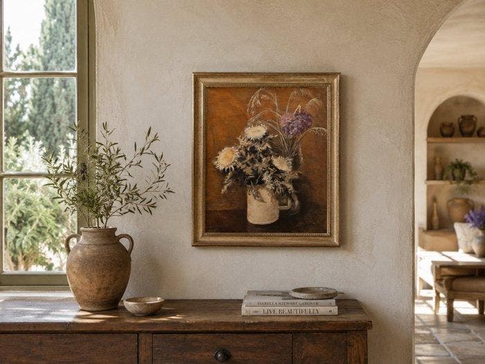 Torres de Torres (1948) - Dried Flowers still Life, Antiquités & Art, Art | Peinture | Classique