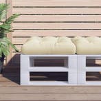 vidaXL Palletkussen 58x58x10 cm stof crèmekleurig, Huis en Inrichting, Verzenden, Nieuw