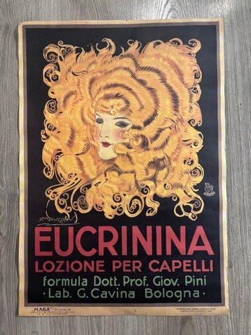 Mauzan Achille - Eucrinina – Lozione per capelli – Manifesto, Antiek en Kunst