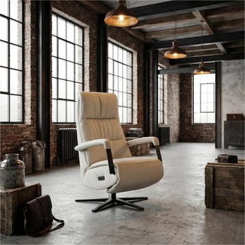 Leren relaxfauteuil met hartbalans Core - Toledo Nebbia, Ophalen of Verzenden
