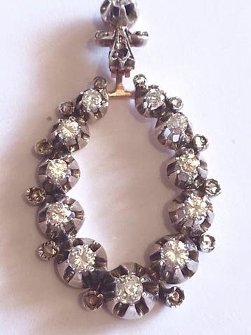 Pendentif - 18 carats Or jaune, Argent - 2.50ct. tw. Diamant, Bijoux, Sacs & Beauté