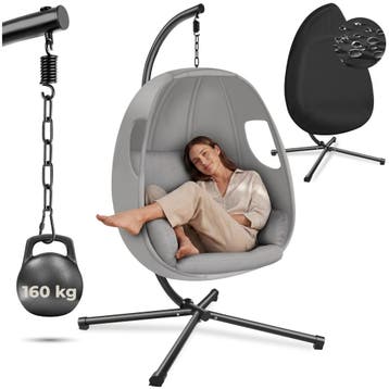 Hangstoel Anika met frame en kussen 160 kg - lichtgrijs, Tuin en Terras, Verzenden, Nieuw