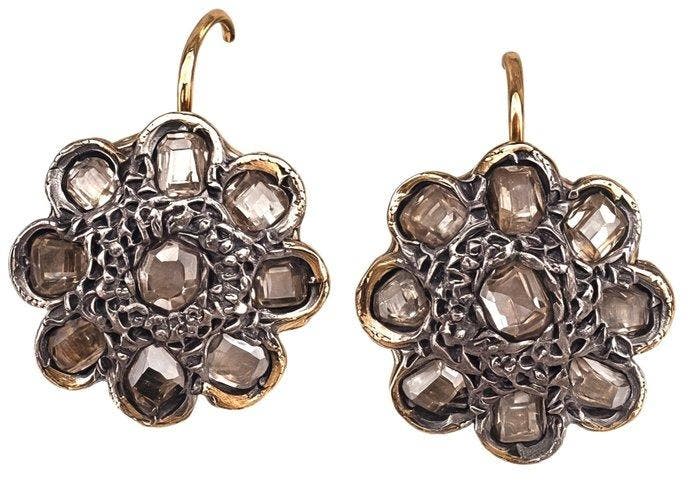 Zonder minimumprijs - Oorbellen - 9 kt. Geel goud, Zilver, Bijoux, Sacs & Beauté, Boucles d'oreilles