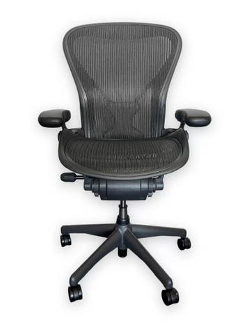 Herman Miller Aeron Graphite Posture Fit Full Option, Verzenden, Zwart, Zo goed als nieuw, Bureaustoel