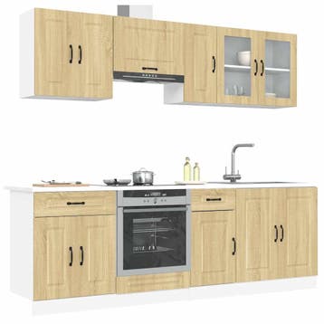vidaXL 8-delige Keukenkastenset Kalmar bewerkt hout sonoma, Verzenden, Nieuw