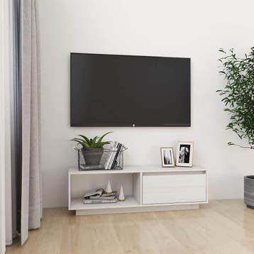 vidaXL Tv-meubel 110x30x33,5 cm massief grenenhout wit, Verzenden, Nieuw