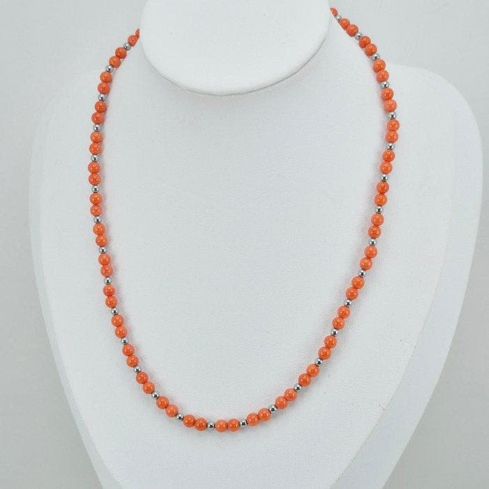 Corail rouge - Argent - Collier - CORALLO MEDITERRANEO, Antiek en Kunst, Curiosa en Brocante