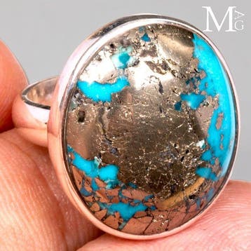 Kostbare turquoise edelsteen - 925 zilveren ring - Turkoois