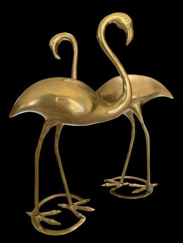 sculptuur, Set XL kraanvogels - 37 cm - Messing
