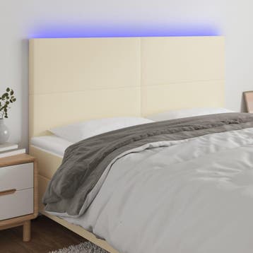 vidaXL Hoofdbord LED 160x5x118/128 cm kunstleer crèmekleurig, Verzenden, Nieuw