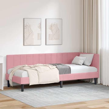 vidaXL Hoek Bed Frame met hoofdeinde Roze 80 cm x 200 cm, Verzenden