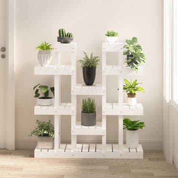 vidaXL Plantenstandaard wit 104,5x25x109,5 cm massief, Tuin en Terras, Verzenden, Nieuw