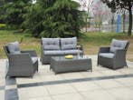 Veiling - Loungeset 4-delig - Antraciet wicker + grijze kuss