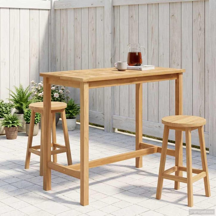 vidaXL Bartafel Naturel 110 x 60 x 105 cm Massief Teakhout, Tuin en Terras, Tuintafels, Nieuw, Verzenden