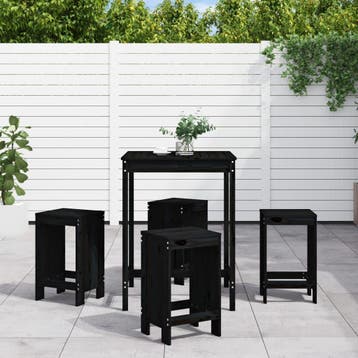 vidaXL 5-delige Barset massief grenenhout zwart, Tuin en Terras, Verzenden, Nieuw
