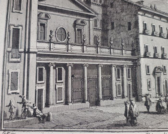 Giuseppe Vasi (1710-1782) - Chiesa di S. Lorenzo in Lucina, Antiquités & Art, Antiquités | Autres Antiquités