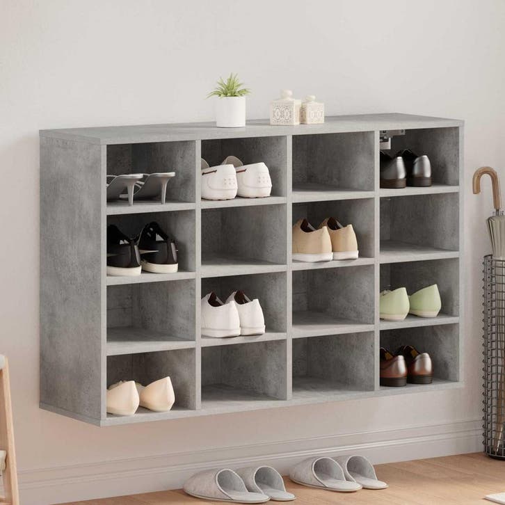 vidaXL Schoenenkast met plank Betongrijs 103 x 30 x 67 cm, Maison & Meubles, Armoires | Armoires à chaussures, Envoi