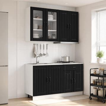 vidaXL Keukenblok LUCCA 4 st Zwart Bewerkt hout, Verzenden, Nieuw