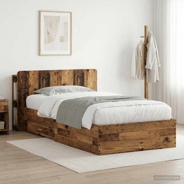 vidaXL Bedombouw met opslag Oud hout 80 x 200 cm Bewerkt, Verzenden, Nieuw