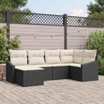 vidaXL Tuin Eettafel Set met kussen met opslag 6 pcs Zwart, Verzenden, Nieuw