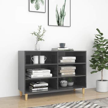 vidaXL Dressoir 103,5x35x70 cm bewerkt hout hoogglans grijs, Verzenden, Nieuw