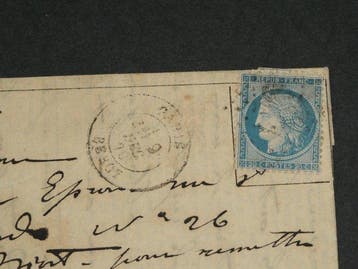 France 1870 - Lettre PAR BALLON MONTE transportée hors de, Gestempeld