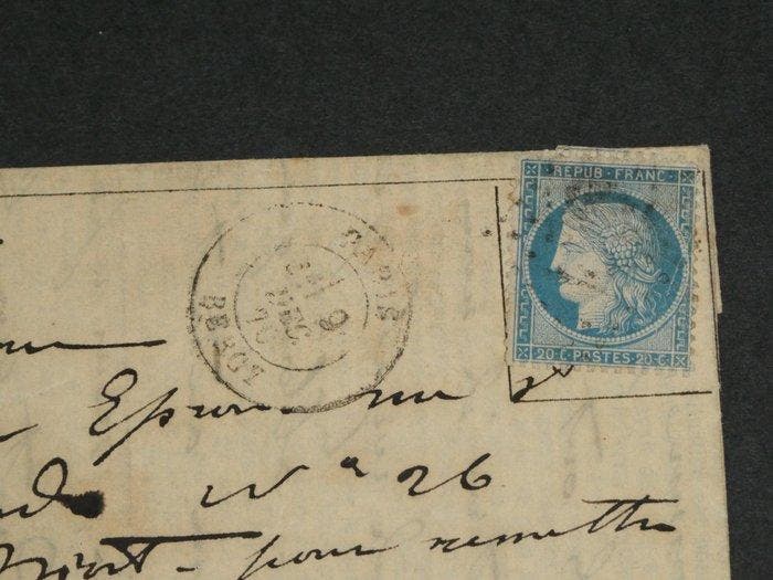 France 1870 - Lettre PAR BALLON MONTE transportée hors de, Postzegels en Munten, Postzegels | Europa | Frankrijk