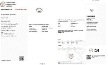 Ring - 18 karaat Witgoud - 14.01ct. tw. Parel - Diamant -, Handtassen en Accessoires, Nieuw